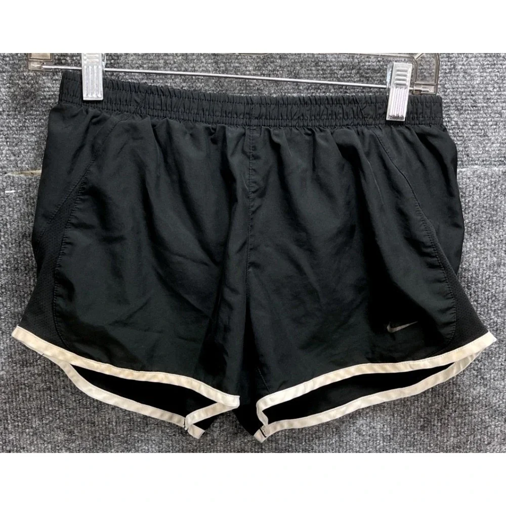 Nike Tempo Running Shorts Womens Small Black White Trim Mesh Panels 573728-010